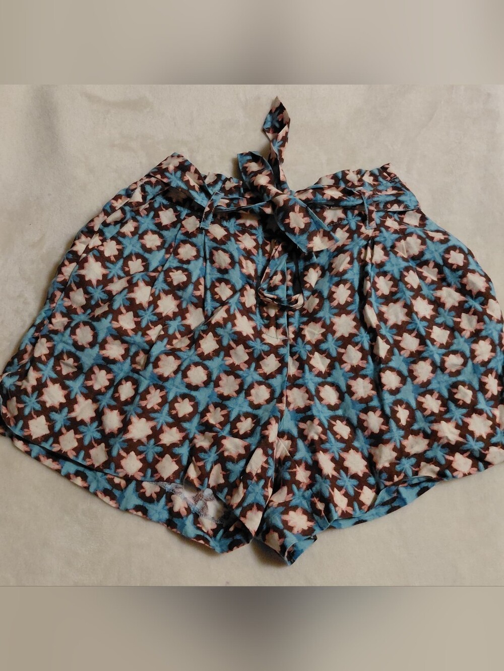 LOFT Blue Floral Paperbag Tie Waist Shorts Women's XS